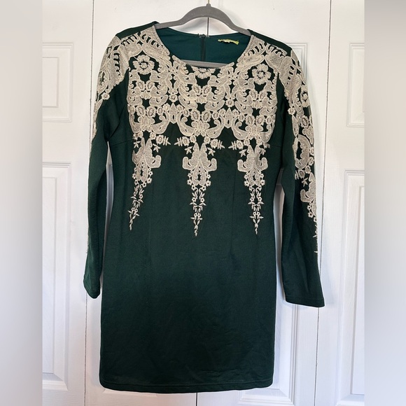 Dark Green and Gold Gianni Bini Short Vintage Formal Event Dress - Picture 1 of 3